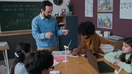 Teacher Explains Renewable Energy to Elementary Students
