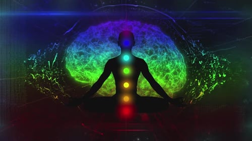 Animação em loop da VJing Visuals dos campos místicos da aura humana no contexto de um