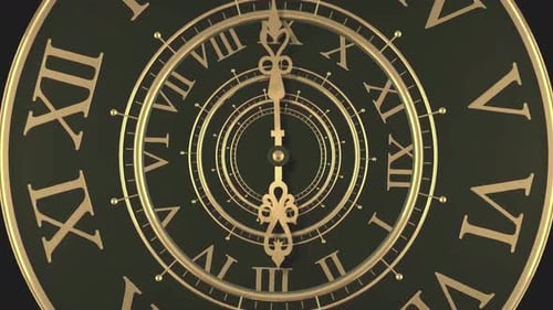 Antique clock face elegant design Roman numerals golden hour hand minute hand timekeeping mechanism