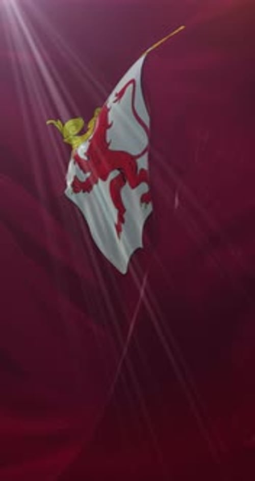 Elegant Waving Heraldic Flag Animation With Red Lion And Crown
