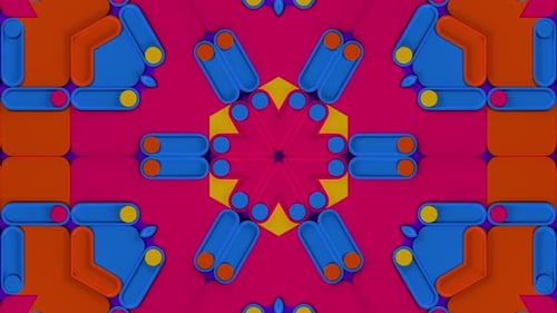 Buntes geometrisches 3D-Kaleidoskop mit gleitenden Formen. Animation in einer Schleife