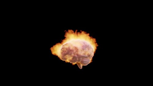 Animated Human Brain on Fire Idea Concept