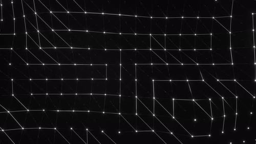 Abstrakter Plexus sich bewegender leuchtender Punkte und Linien Hintergrund der Netzwerk- oder digitalen Verbindungstechnologie