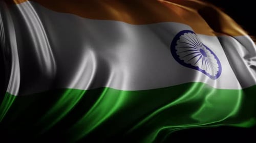 Realistic Waving Indian Flag Loop with Fabric Texture