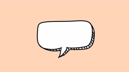 2d animated white speech bubble on pastel background