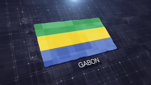 Gabon Flag Digital Animation for Business and Global News