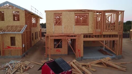 Aerial View of Unfinished Houses Under Construction
