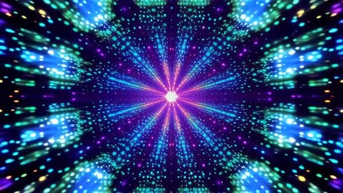 Vibrant Kaleidoscope Particle Loop Abstract Neon Light Motio