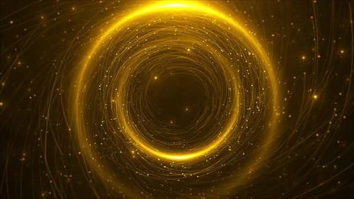 Schwarzer goldener, luxuriöser runder Hintergrund. 3D-Kreis, Ringe, Animation, Kreis, geometrisches Gold, Streifen, Glo