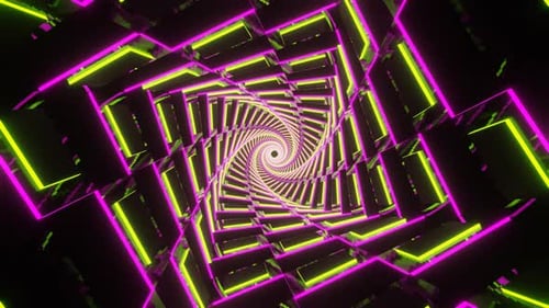 Pink And Lime Neon Glowing Spiral Chess Type Background Vj Loop In HD