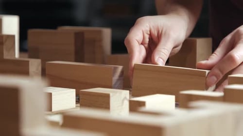 Placing Wooden Blocks to Create Architectural Model