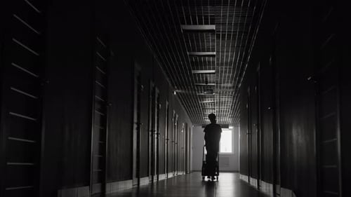 Silhouette d'une femme concierge à l'hôpital