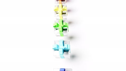 Minimalist Falling Transparent Gift Boxes with Colorful Ribbons