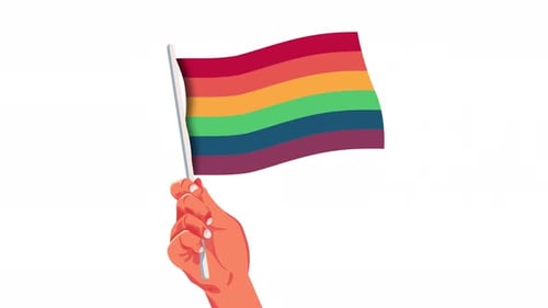 Animated Hand Waving Rainbow Pride Flag