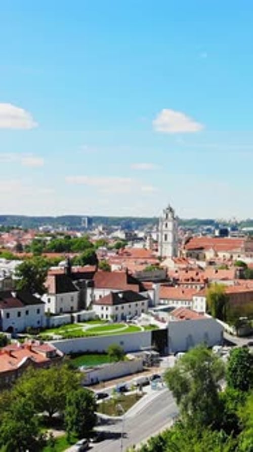 Rising View Over Sunny Lithuania Capital, Vilnius (Vertical)