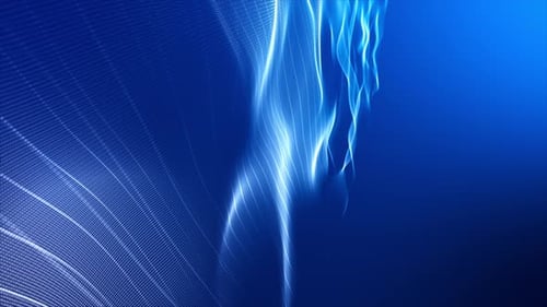 Abstract Blue Particle Wave Flow Background