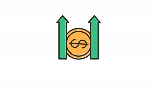 Animated Rising Currency Icon Looping with Alpha Channel