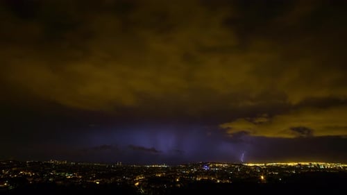 Lightning in Barcelona city, Catalonia, Spain