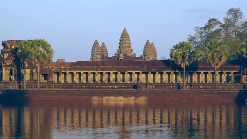 Ancient Ruins Angkor Wat Temple Famous Cambodian Landmark
