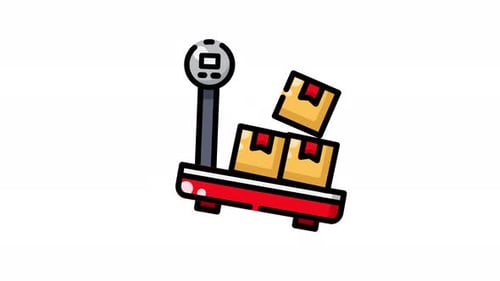 Animated Weighing Scale with Packages Flat Design Icon