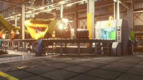 Usine de production automobile au travail