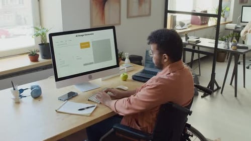 Programmer in Wheelchair Writing Prompt for Image Generator Program