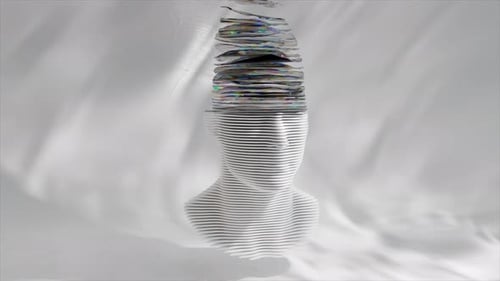 Abstract Sliced Human Head Disintegration Motion Graphic