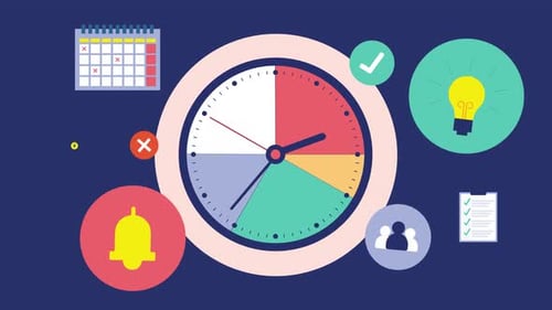 Animated Time Management Icons for Business Productivity