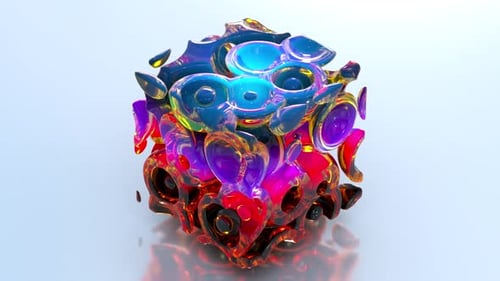 Iridescent Abstract Fluid Morphing Cube Loop Animation