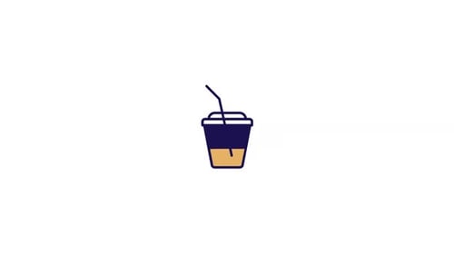 Animated Flat Design Drink Cup Icon with Changing Liquid