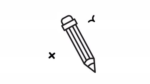 Animated pencil line art icon . Seamless looping video with alpha channel on transparent background.