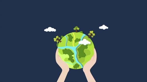 Animated Hands Holding Earth for Environmental Concepts