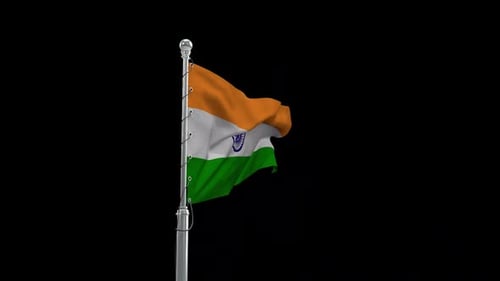 Realistic 3D India National Flag Waving Animation