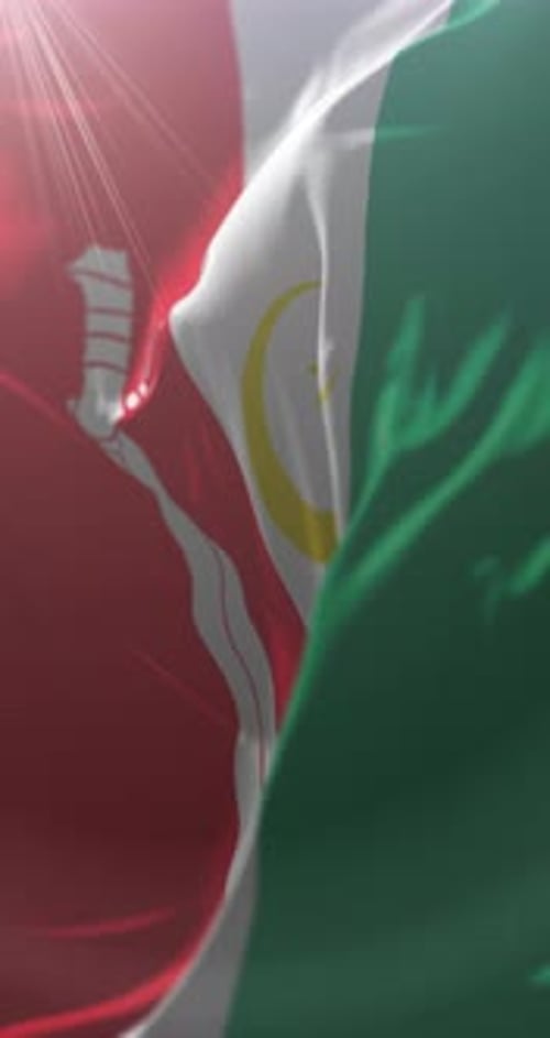 Waving Tajikistan Flag with Lens Flare and Sunlight
