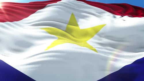 Realistic Saba Flag Waving in the Wind Loop