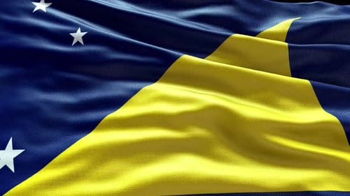 Tokelau National Flag Waving with Realistic Fabric Loop