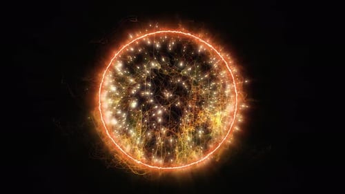 Dynamic Abstract Energy Sphere with Glowing Network