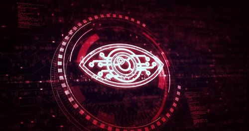 Futuristic Digital Eye HUD for Cyber Security Projects