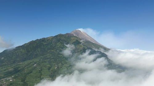 Aerial View of Stunning Merapi Volcano in Indonesia