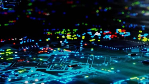 Artificial Intelligence AI On Circuit Board, Future Technology Concept Visualization, Big Data