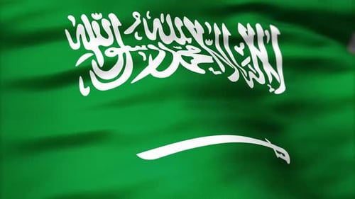 Waving Flag of Saudi Arabia with Realistic Fabric Animation