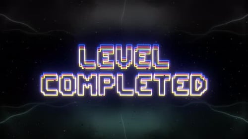 Retro Pixel Level Completed Gaming Text Animation