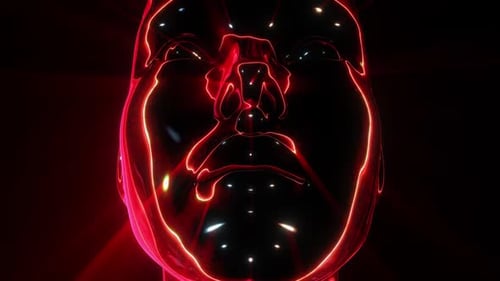 Glowing Red Neon Futuristic Face Outline Loop