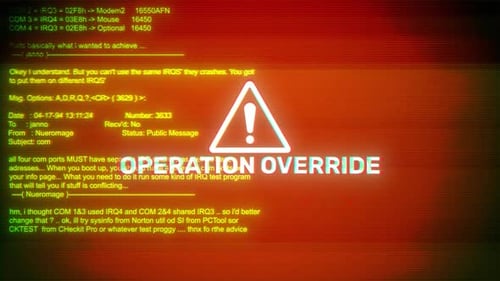 Operation Override On Hacking & Error Message Digital Screen Message On Computer Screens