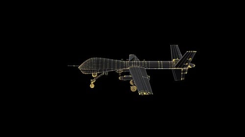 3d Holographic Drone Rotates On Black Loop