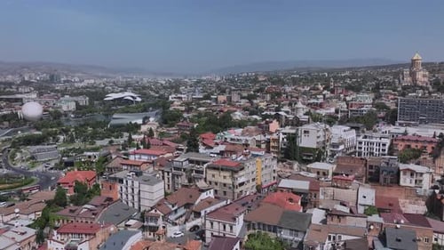 Flying Over The Center Of Tbilisi