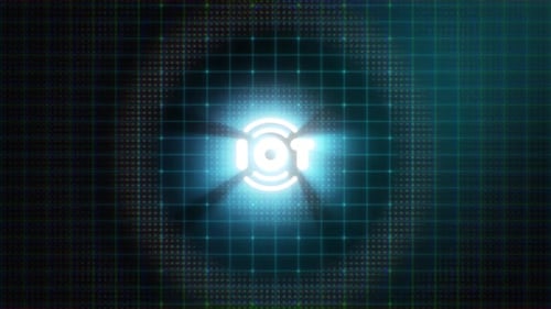 Logo Iot sur fond de technologie numérique en ligne abstraite