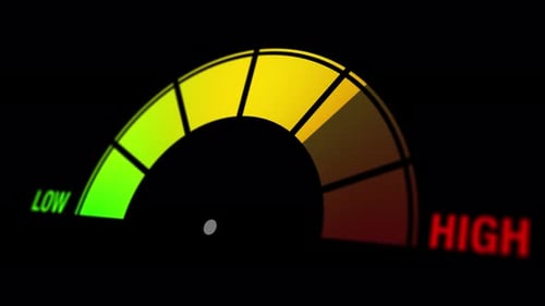 Modern Digital Gauge Indicating Performance from Low to High