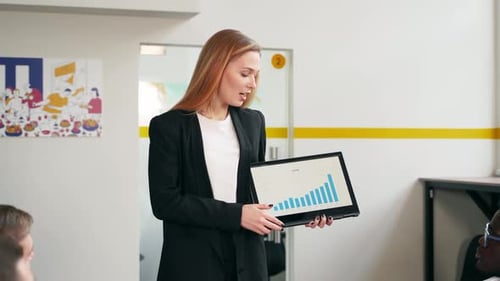Business Meeting Presentation with Modern Tablet Technology