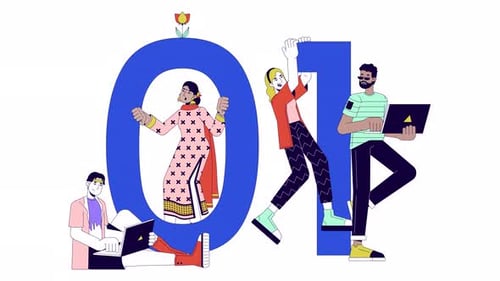 Software Developer Team Line 2D Animation